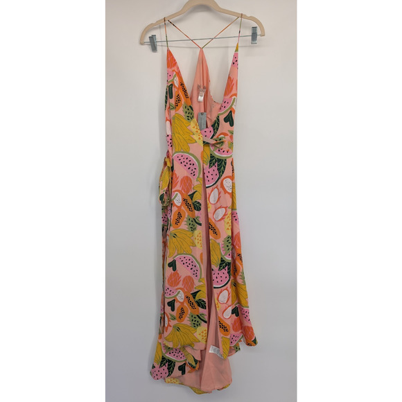 NWT Hutch Anthropologie High-Low Fruit Print Wrap Maxi Dress Size XXSP MC439 - Picture 2 of 11